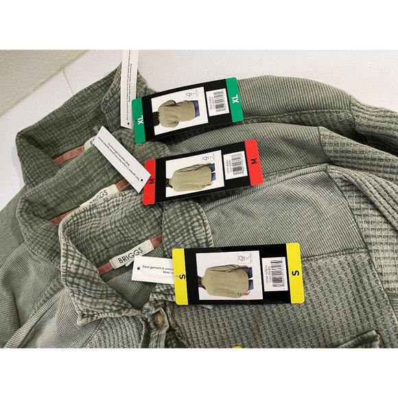 Briggs NWT Women's Relaxed Fit Button Long Sleeve Waffle Shirt Green - Picture 13 of 13